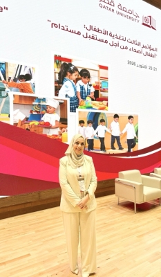 الدكتورة أبو الهيجاء من عمان العربية تشارك في المؤتمر الثالث لتغذية الأطفال في جامعة قطر