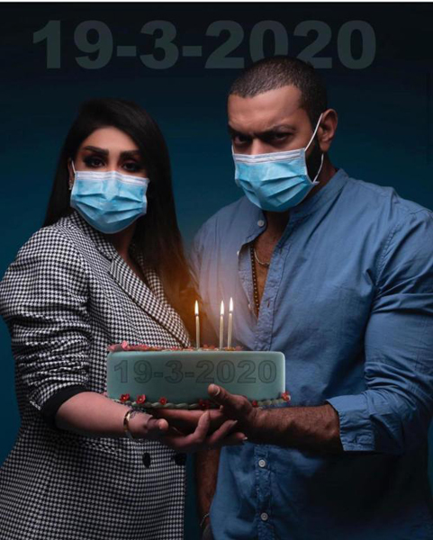 فنانة خليجية تحتفل بميلادها بالكمامة 