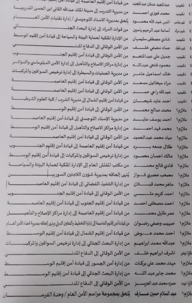 تنقلات في الأمن العام  -أسماء