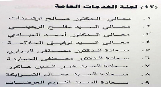 تشكيل لجان مجلس الأعيان - اسماء