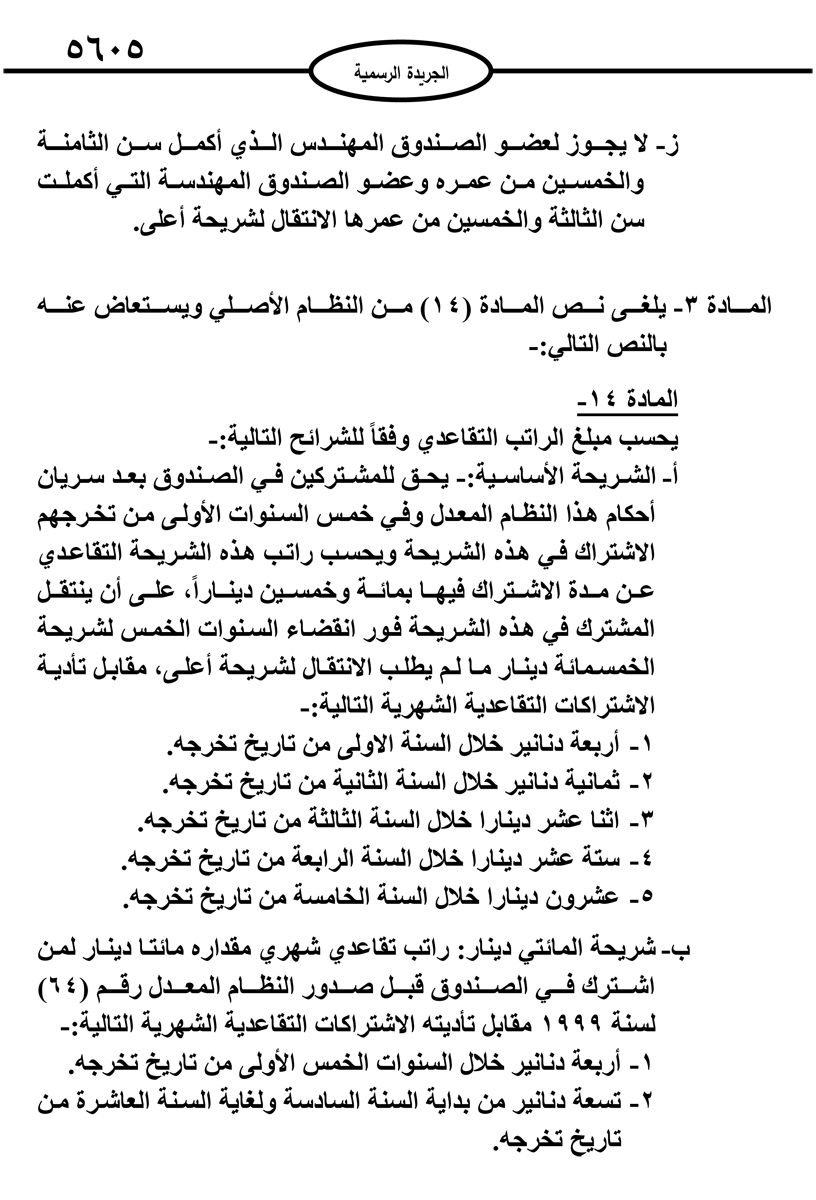 نظام معدل للتقاعد بنقابة المهندسين
