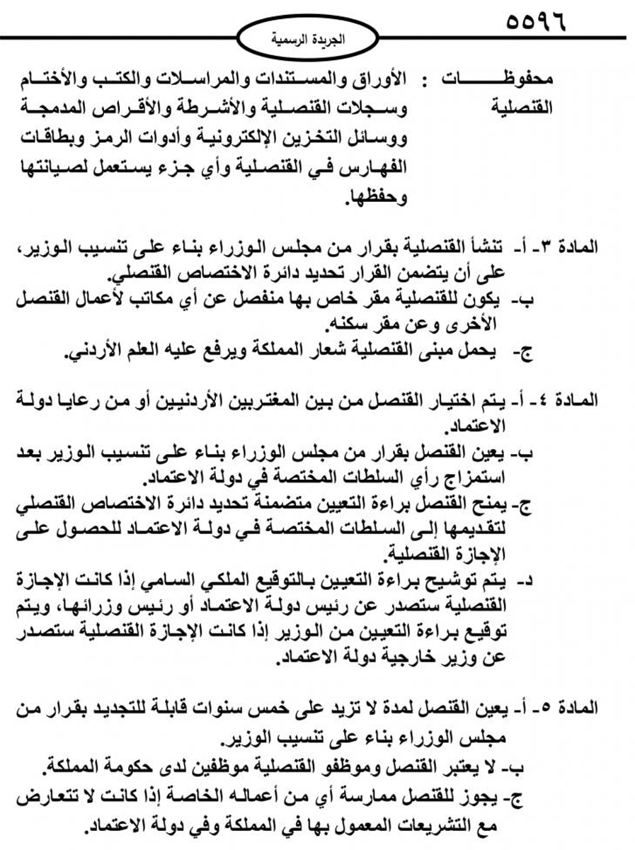 صدور نظام القناصل الفخريين