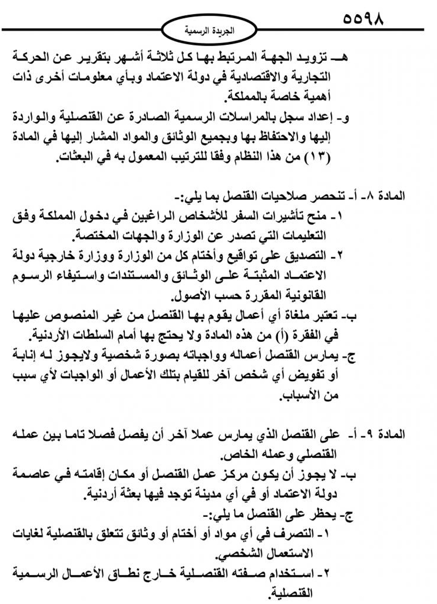 صدور نظام القناصل الفخريين