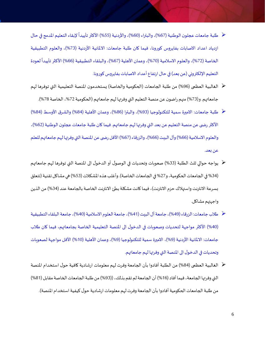 ثلثا طلبة الجامعات يؤيدون العودة إلى التعليم الوجاهي