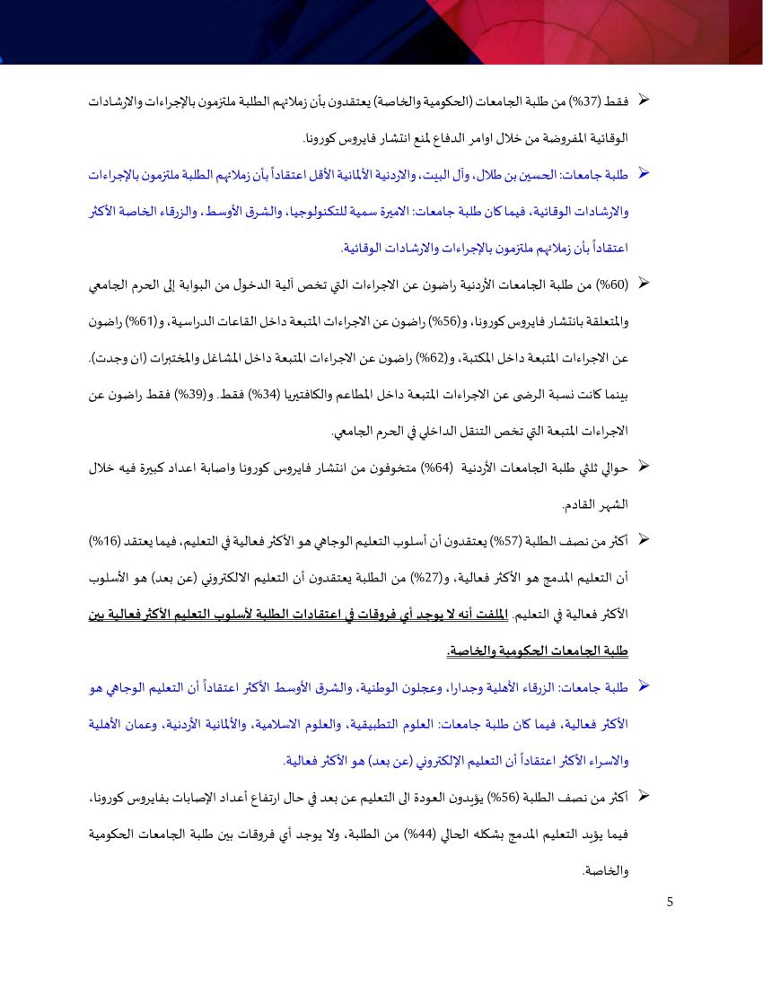 ثلثا طلبة الجامعات يؤيدون العودة إلى التعليم الوجاهي