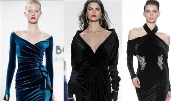  الفستان المخملي نجم الموضة هذا الشتاء