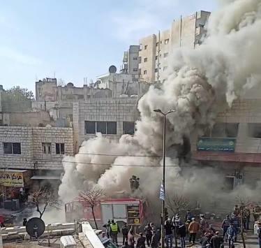 احتراق محل دهانات بعجلون