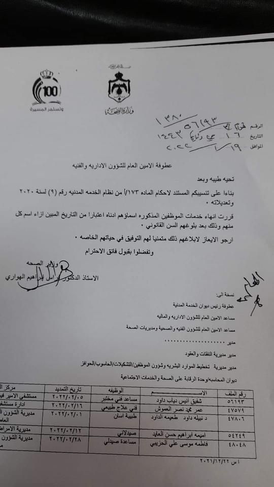 احالة موظفين بوزارة الصحة الى التقاعد - اسماء 