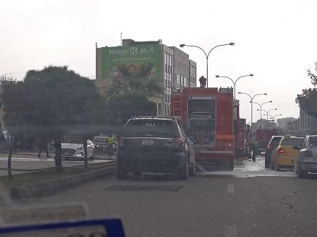 حريق سيارة بمحل غيار زيت في عمان  فيديو 