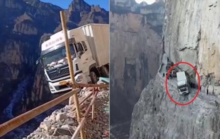 سائق شاحنة الـ GPS جاء بي إلى هنا  فيديو 