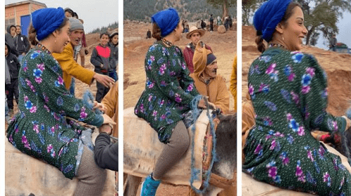 شاهد بلقيس كادت تسقط من على ظهر حمار  فيديو 