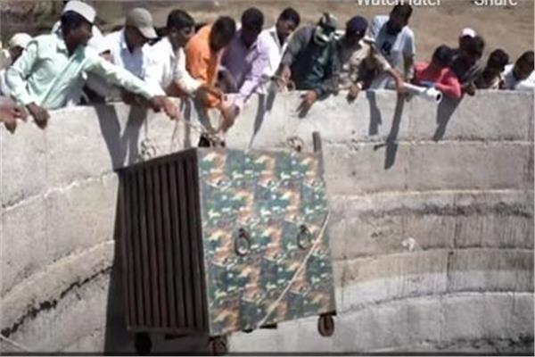 إنقاذ نمر سقط في بئر بعمق 50 قدمًا بالهند