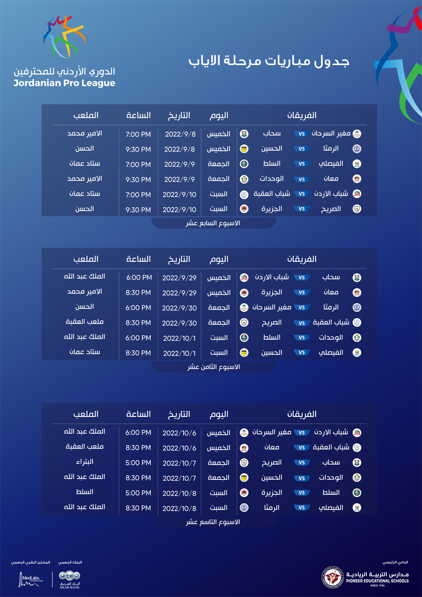 اصدار جدول باقي مباريات دوري المحترفين