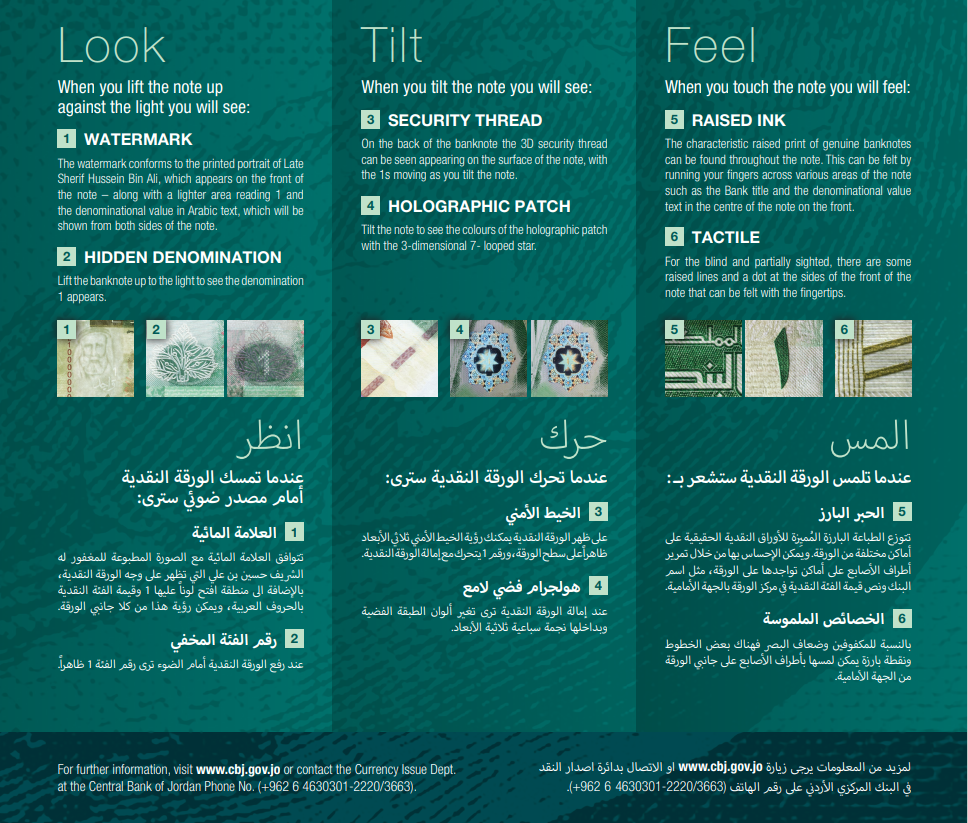 طرح الاصدار الخامس من الدينار الاردني - صور