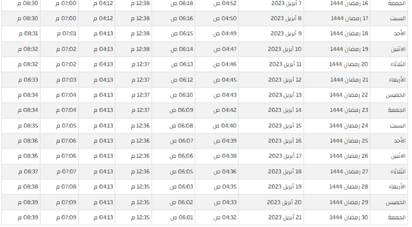 امساكية رمضان بالأردن.. مواعيد الإفطار خلال الشهر 