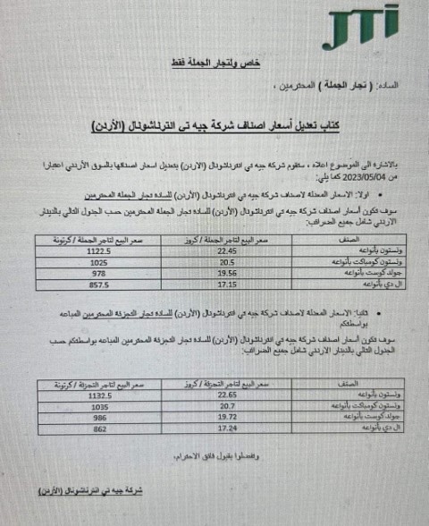 بعد رفع الاسعار ... تعرفوا على أسعار الدخان بالاردن 