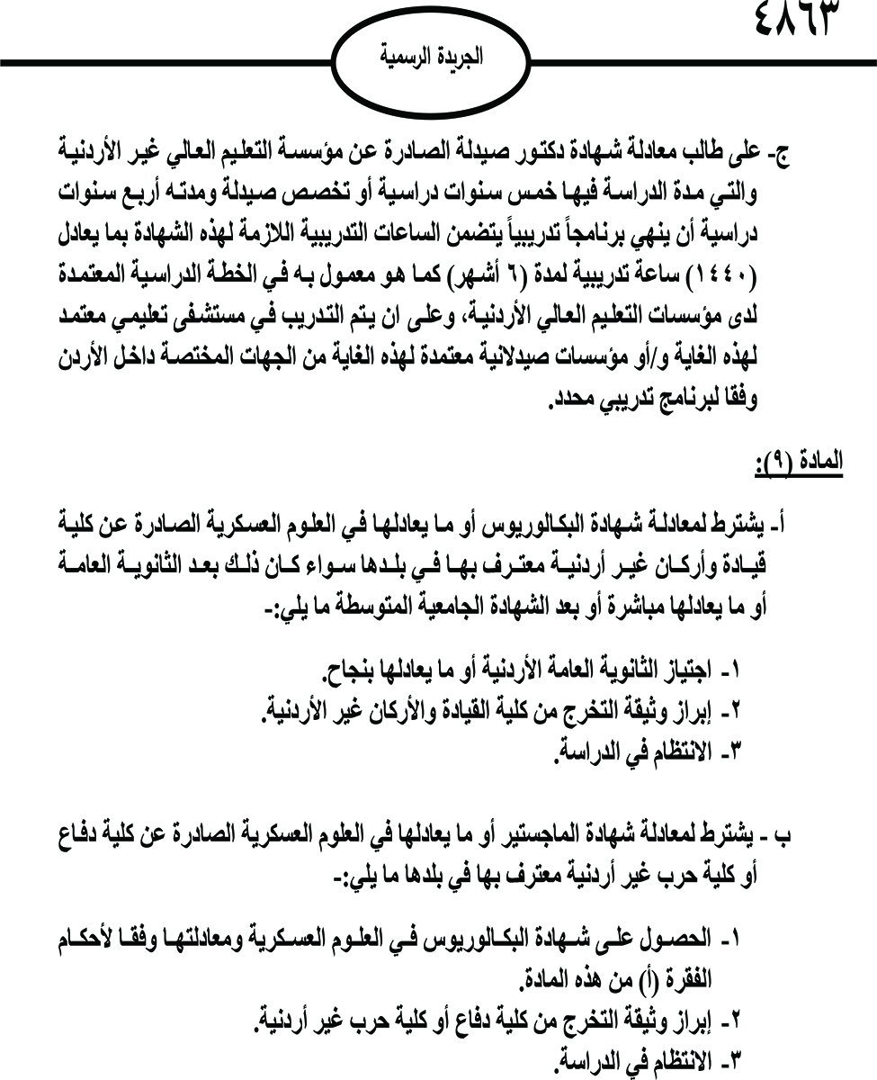 صدور تعليمات معادلة الشهادات غير الأردنية