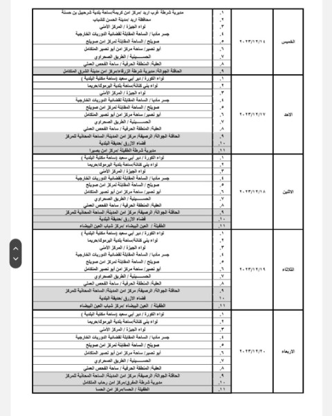 مواعيد الترخيص المتنقل لشهر 12