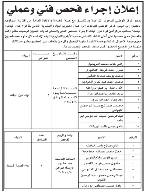 وظائف شاغرة ومدعوون للامتحان التنافسي   