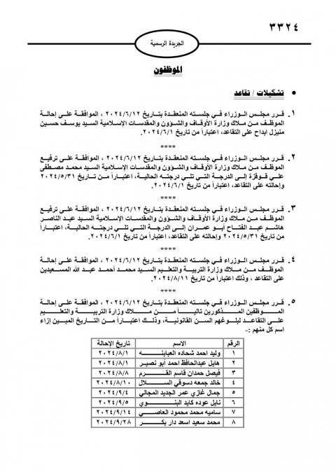 موظفون حكـوميون إلى التقاعد -أسماء