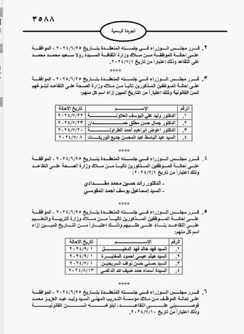 الأردن..موظفون حكوميون  إلى التقاعد (أسماء)