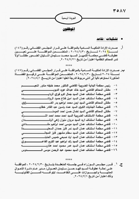 الأردن..موظفون حكوميون  إلى التقاعد (أسماء)