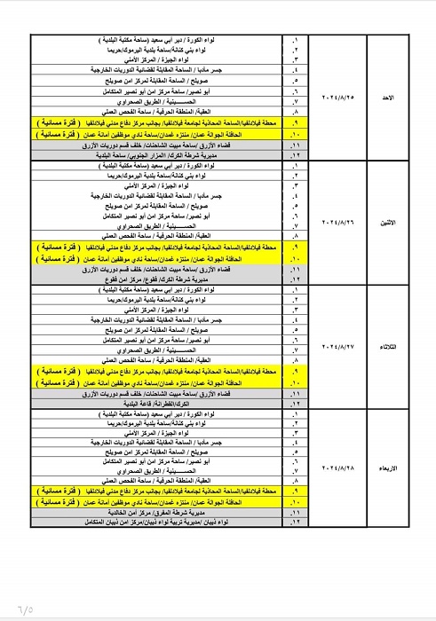 الأردن.. مواعيد جولات الترخيص المتنقل في آب