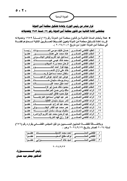 الأردن .. إعادة تشكيل محكمة أمن الدولة - أسماء
