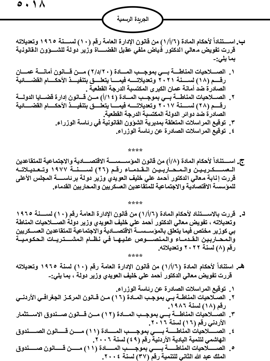 حسان يفوض صلاحيات لـ 6 وزراء  - تفاصيل