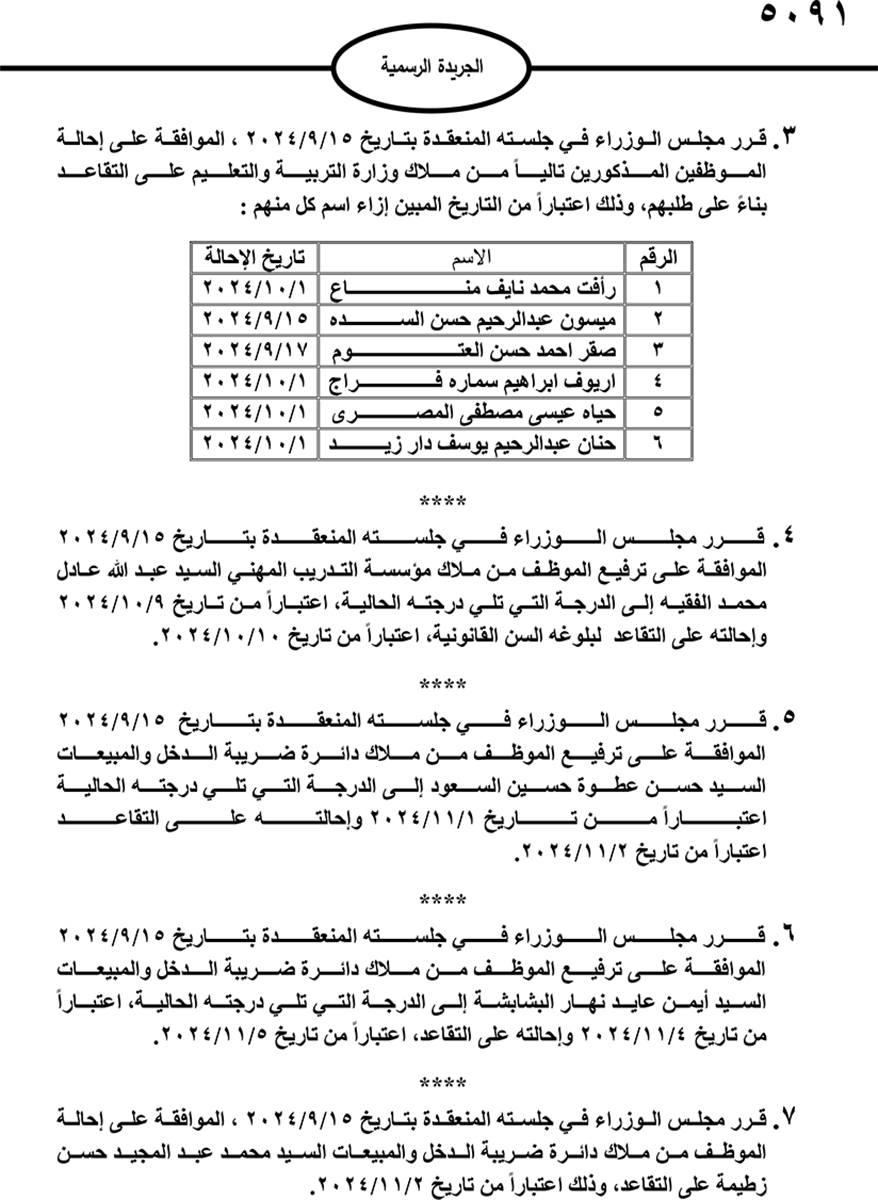 موظفون حكوميون إلى التقاعد -  اسماء
