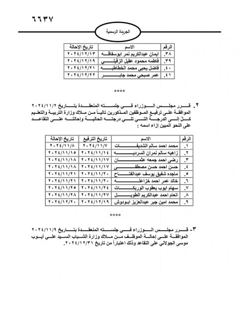 الأردن.. موظفون  حكوميون إلى التقاعد (اسماء)