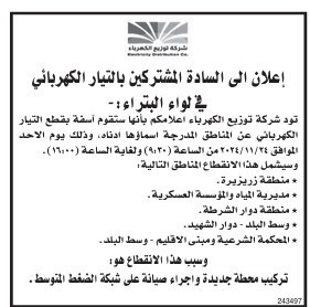 فصل الكهرباء عن مناطق بالأردن الأسبوع المقبل - أسماء