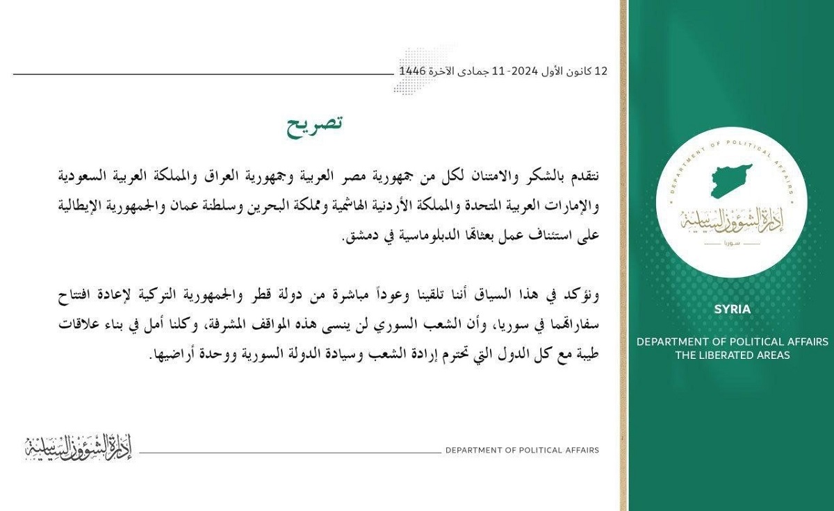 الحكومة السورية تشكر الأردن