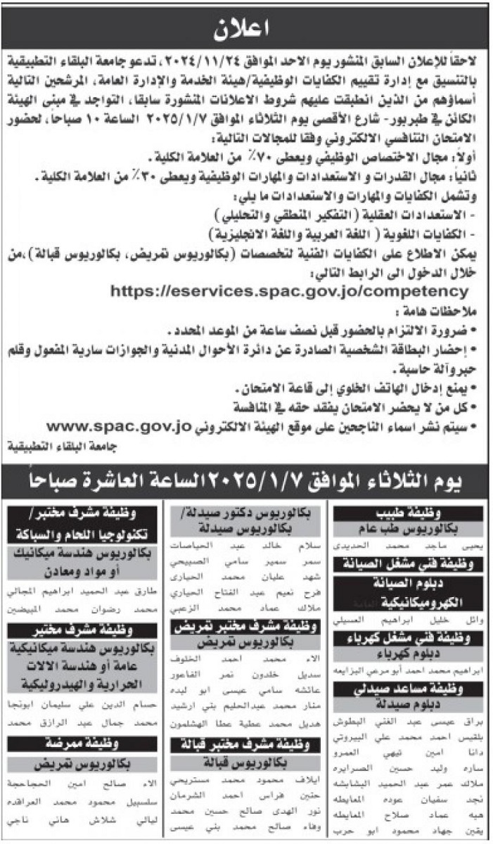 شواغر ومدعوون للمقابلة و الامتحان التنافسي - أسماء