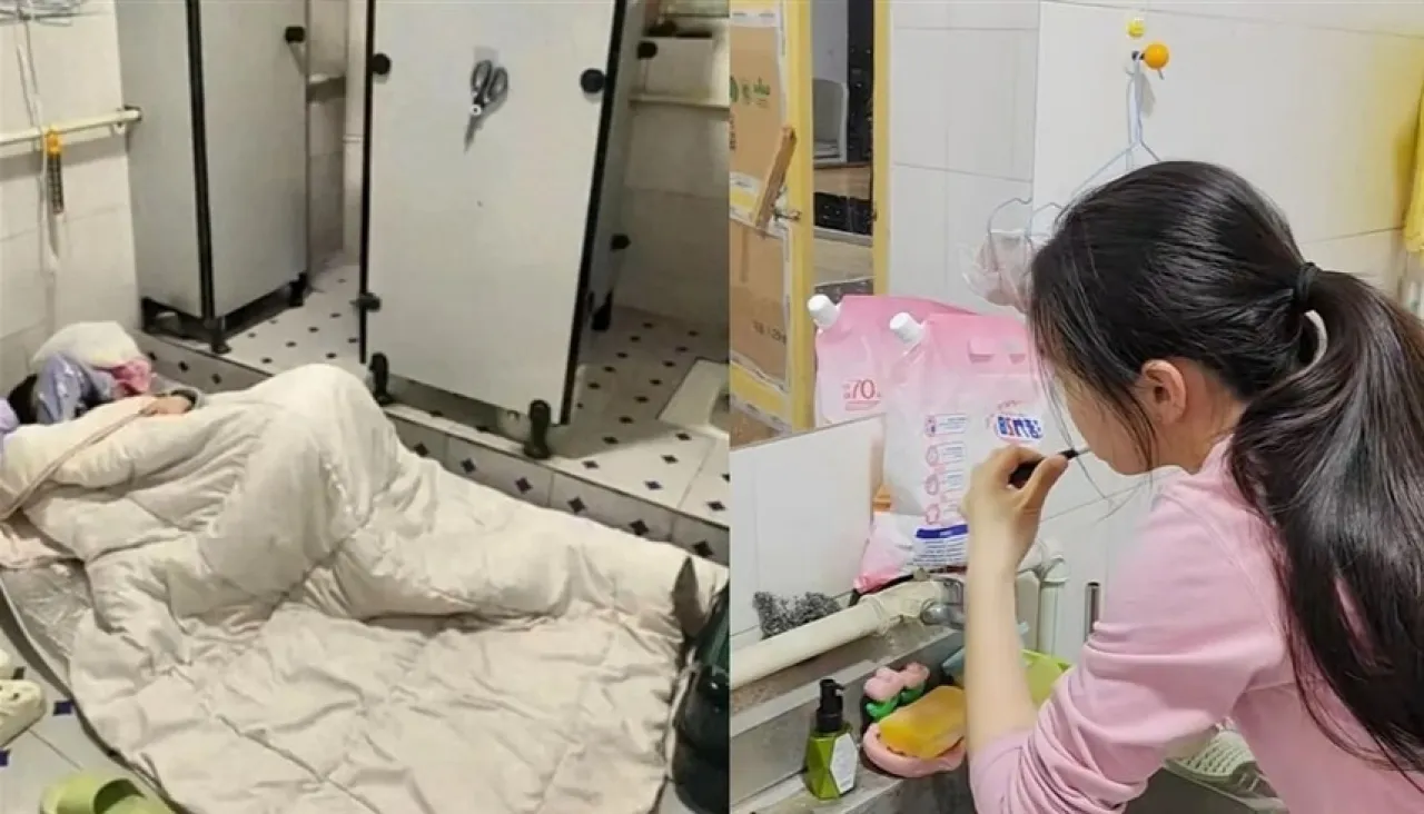 بسبب غلاء الإيجارات  شابة صينية تعيش في مرحاض