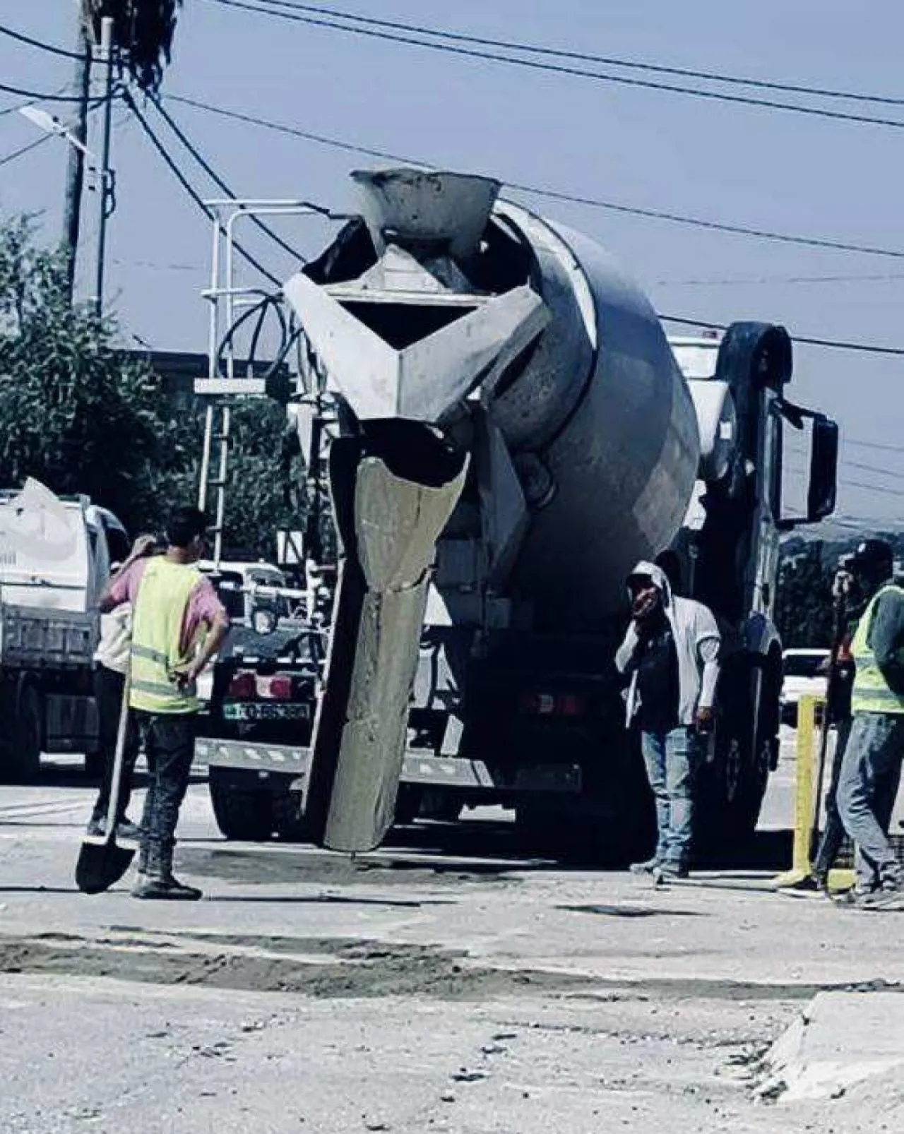 Jordan  Burying an archaeological well during a water line digging operation in Bani Kinana district