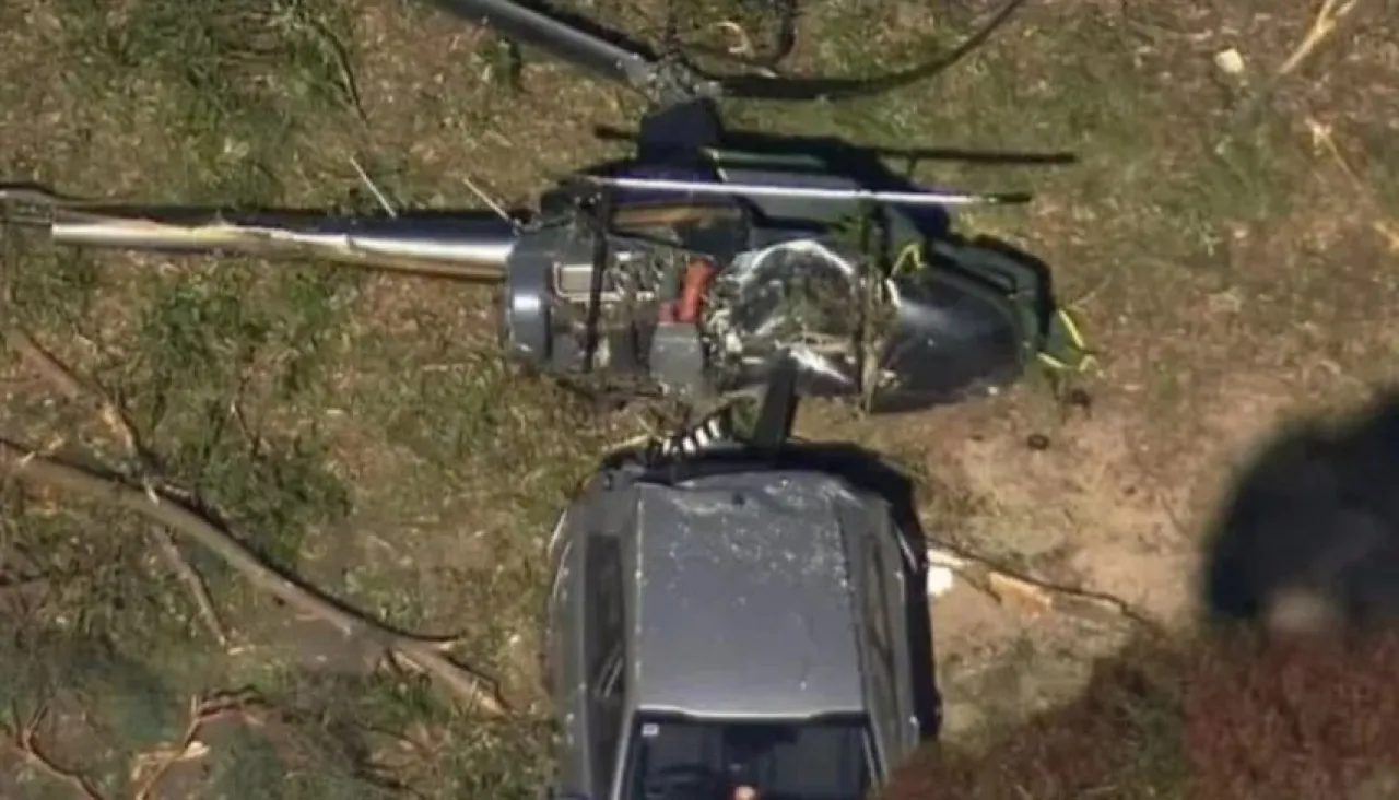 Similar to a bomb explosion Moment a helicopter falls on a car killing its pilot