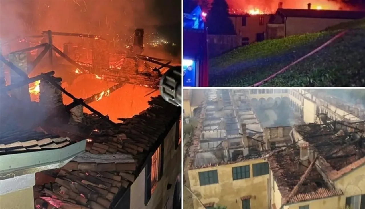 فيديو يوثق لحظات انهيار دير إيطالي عريق تحت ألسنة اللهب