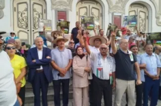 جانب من وقفة احتجاجية سابقة نظمتها المعارضة في العاصمة تونس