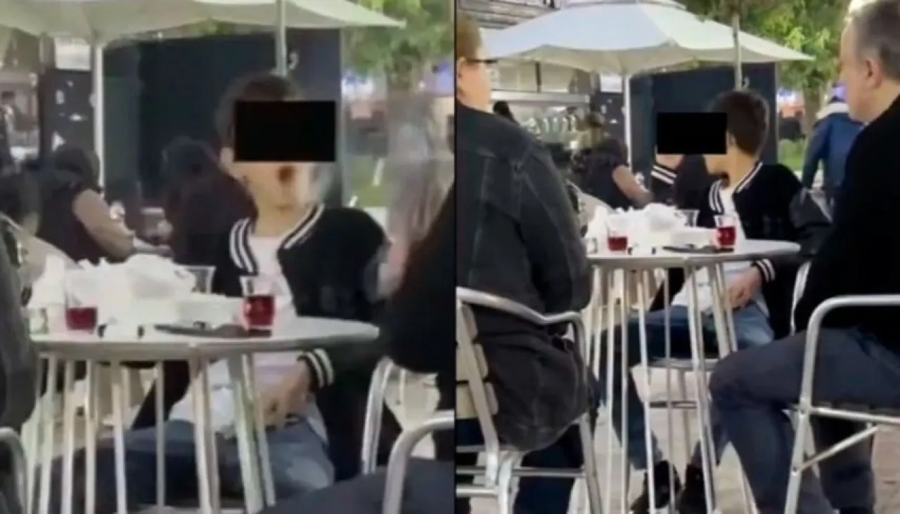 Shocking Scene in Turkey Child Smoking in Public with His Parents