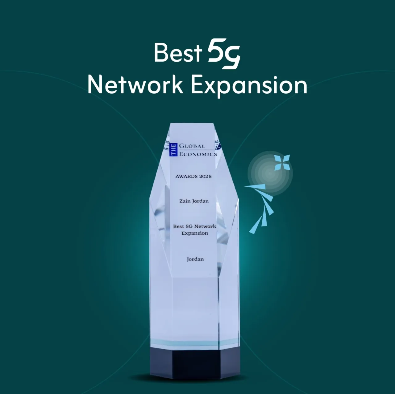 Zain Jordan Wins Award for Best 5G Network Expansion for its 5G Thin Layer Innovation