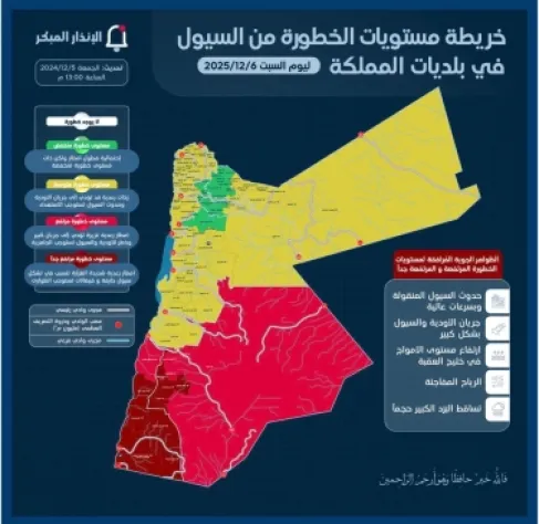 الإدارة المحلية تدعو للابتعاد عن مجاري الأودية تزامنا مع حالة عدم الاستقرار الجوي