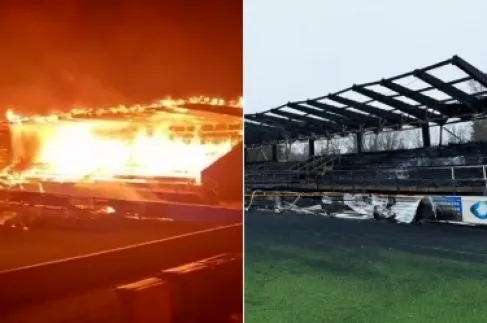 بالفيديو.. مراهق يحرق ملعب فريقه بعد شهر من هبوطه