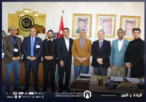 رئيس جامعة عمّان العربية يستقبل وفدًا من بلدية بيرين