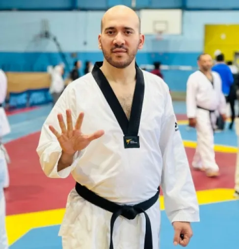 الكابتن فتحي ابو مسلم يجتاز فحص الحزام الاسود ٥ دان 