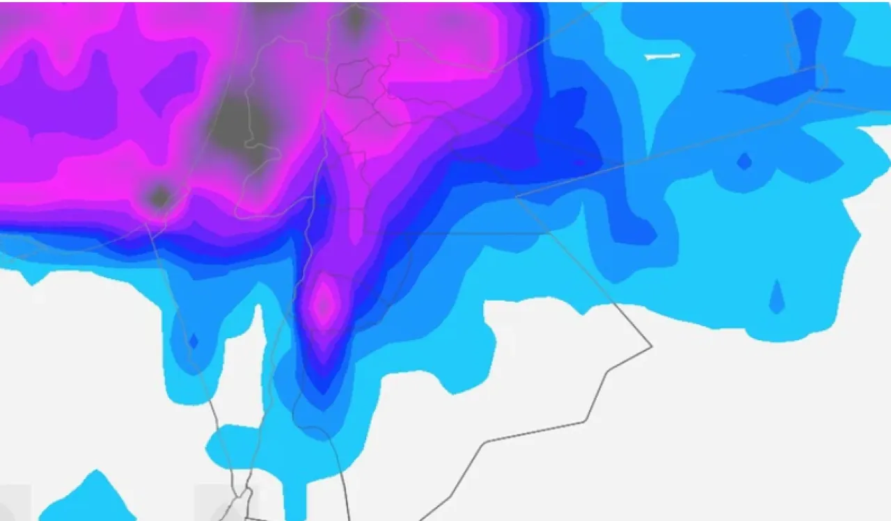 عاجل: الأردن.. (منخفض الخير) مُرفق بكميات وفيرة من الأمطار - أرقام 
