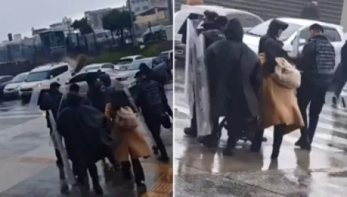 فيديو مؤثر.. درع بشري من الشرطة التركية ينقذ أمّاً وطفلها وسط عاصفة عنيفة