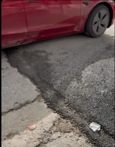 مطب غريب في نطاق بلدية الكرك - فيديو