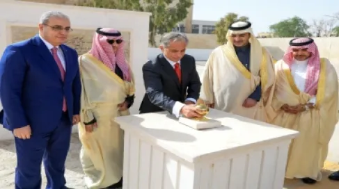 Hassan lays the foundation stone for a new building at Prince Faisal Hospital in Russeifa