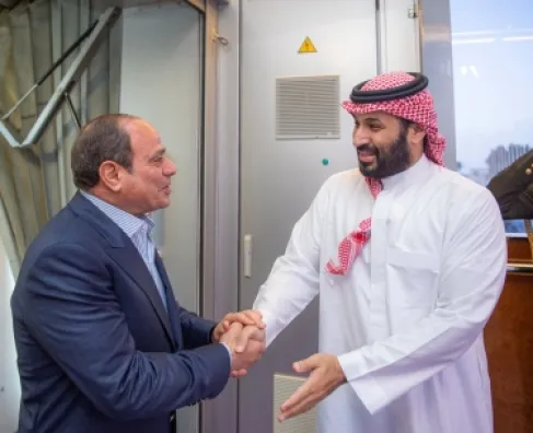 الأمير محمد بن سلمان يستقبل الرئيس المصري في مطار جدة